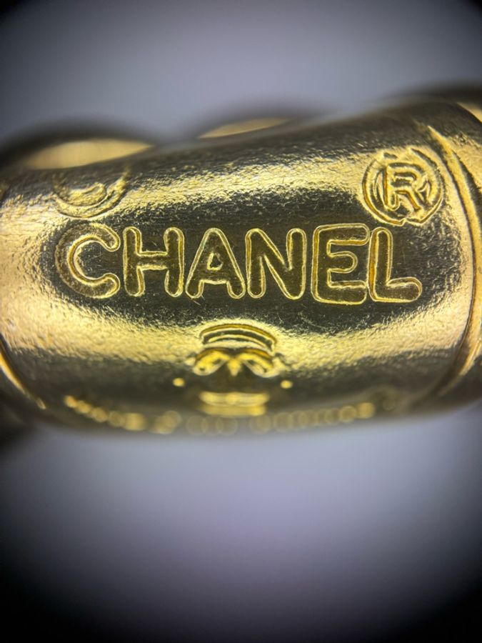 Chanel Vintage 71-80 琉璃紅綠菱形橢圓形鍍金頸鏈-8