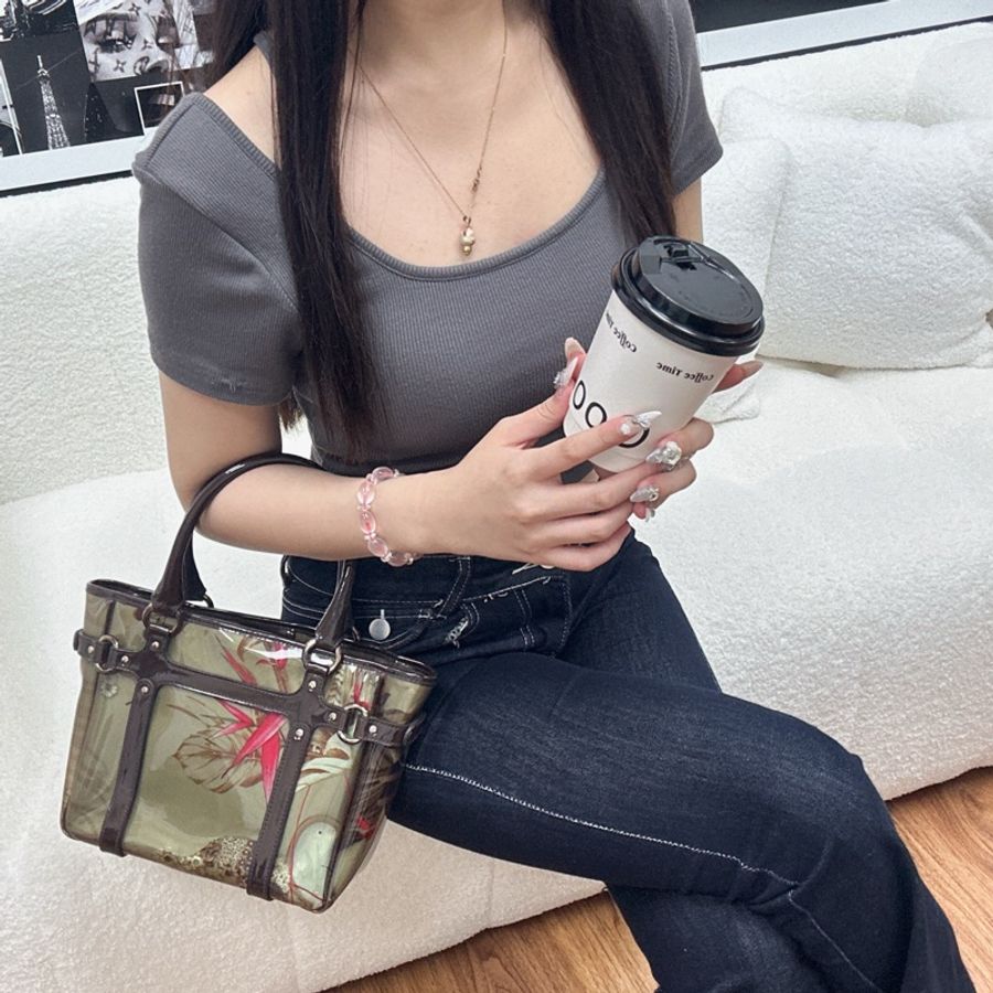 【赫蒂國際精品】 Salvatore Ferragamo 動物紋乙烯基手提包 vintage 二手 中古-2