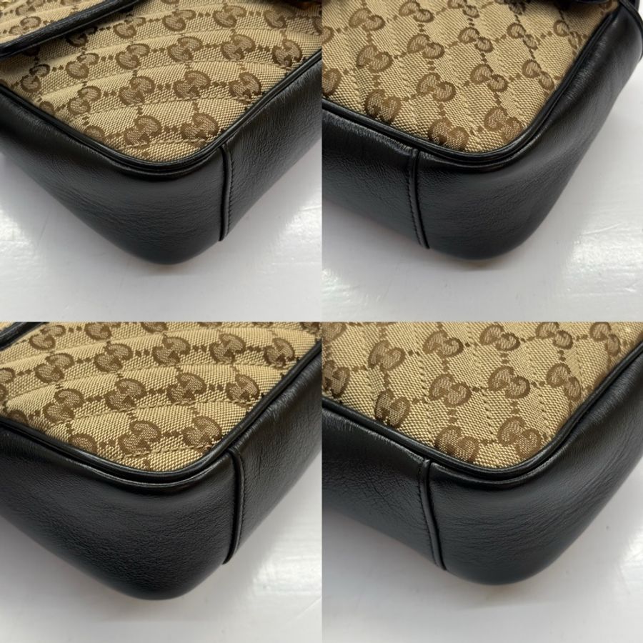 GUCCI 古馳 棕色GG帆布鏈條肩背包 斜背包 443497-4