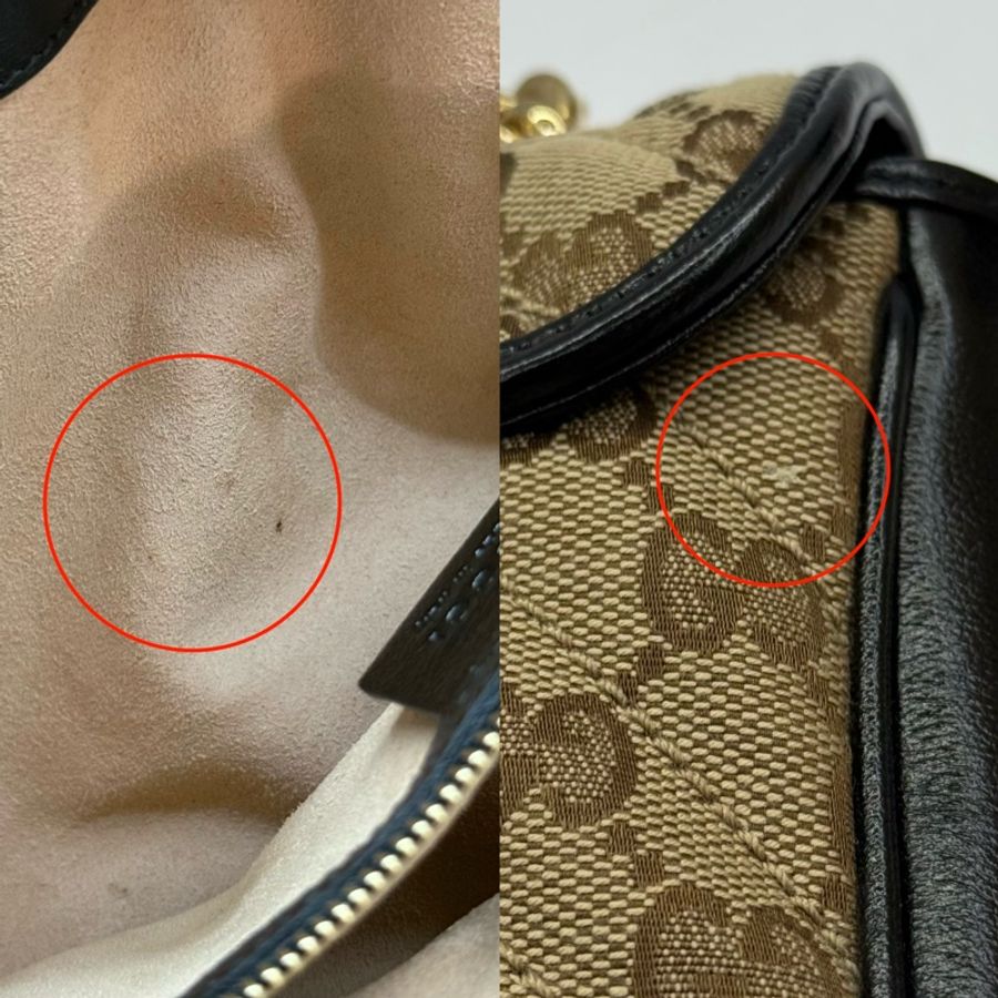 GUCCI 古馳 棕色GG帆布鏈條肩背包 斜背包 443497-8