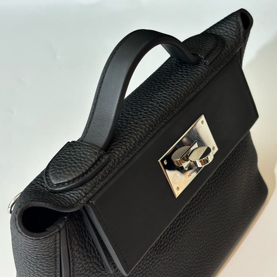 愛馬仕/Hermes 黑銀mini 2424 手提包斜挎包 togo皮-7