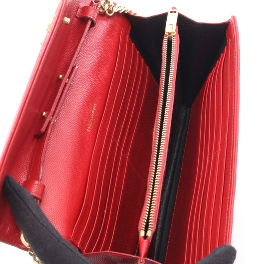 SAINT LAURENT PARIS Cassandra 經典鏈條斜背包 377828 紅色-2
