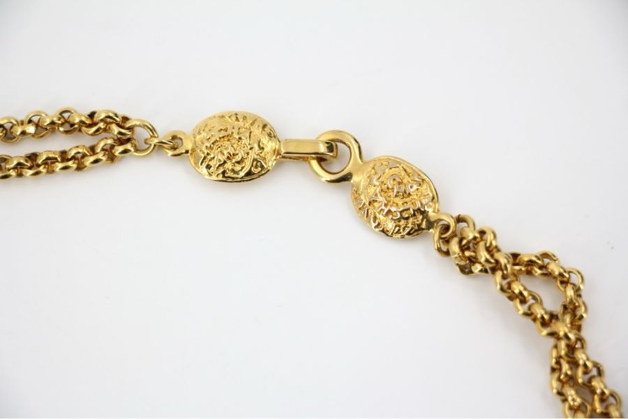 Chanel Vintage 95A 鍍金素金花花長頸鏈-7
