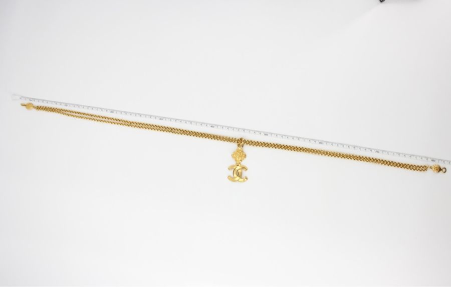 Chanel Vintage 95A 鍍金素金花花長頸鏈-9