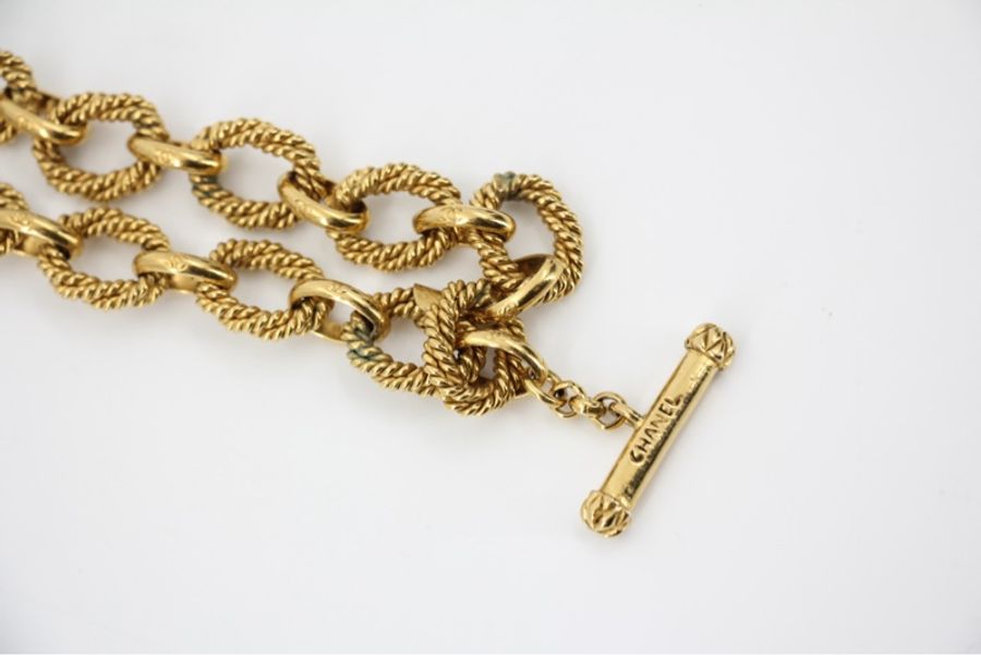 Chanel Vintage 94A 鍍金吊墜太陽CC粗鏈鏈條長頸鏈-3