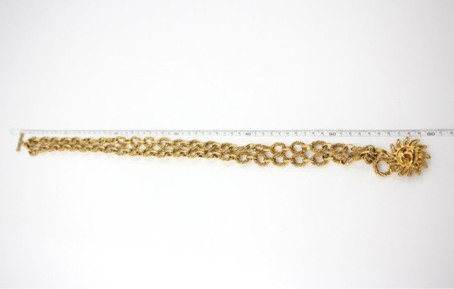 Chanel Vintage 94A 鍍金吊墜太陽CC粗鏈鏈條長頸鏈-7