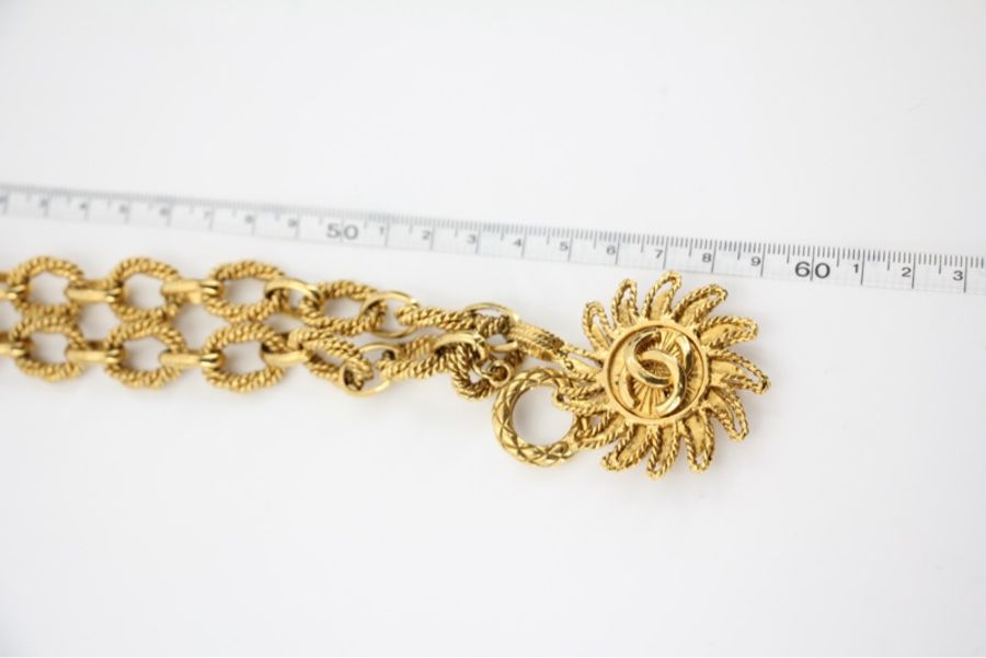 Chanel Vintage 94A 鍍金吊墜太陽CC粗鏈鏈條長頸鏈-8