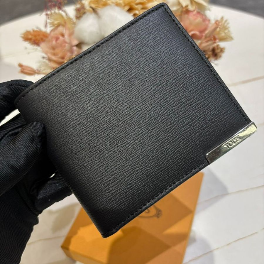 *SHIHNA名牌精品*TOD'S金屬LOGO波紋小牛皮對開八卡短夾-1
