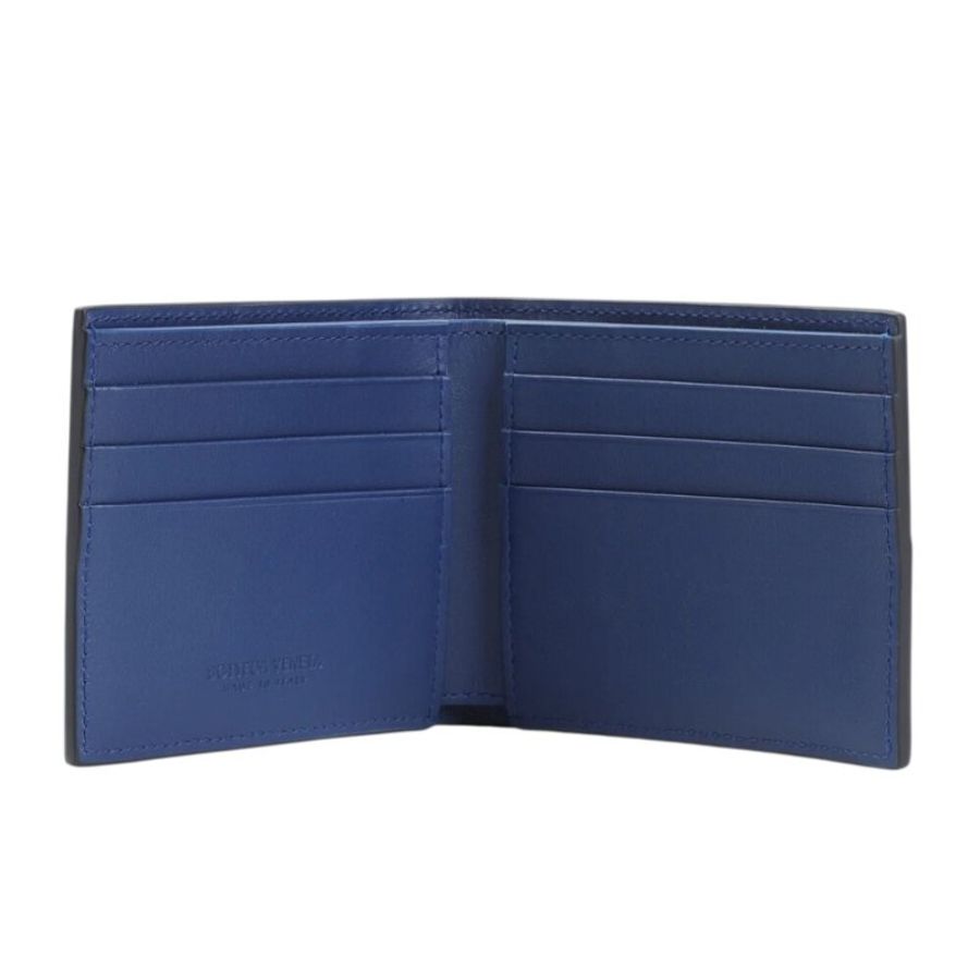 【BOTTEGA VENETA 寶緹嘉】BV Cassette Bifold 雙色 牛皮 經典大編織 短夾 卡夾 皮夾 夜色 藍色 743004-2