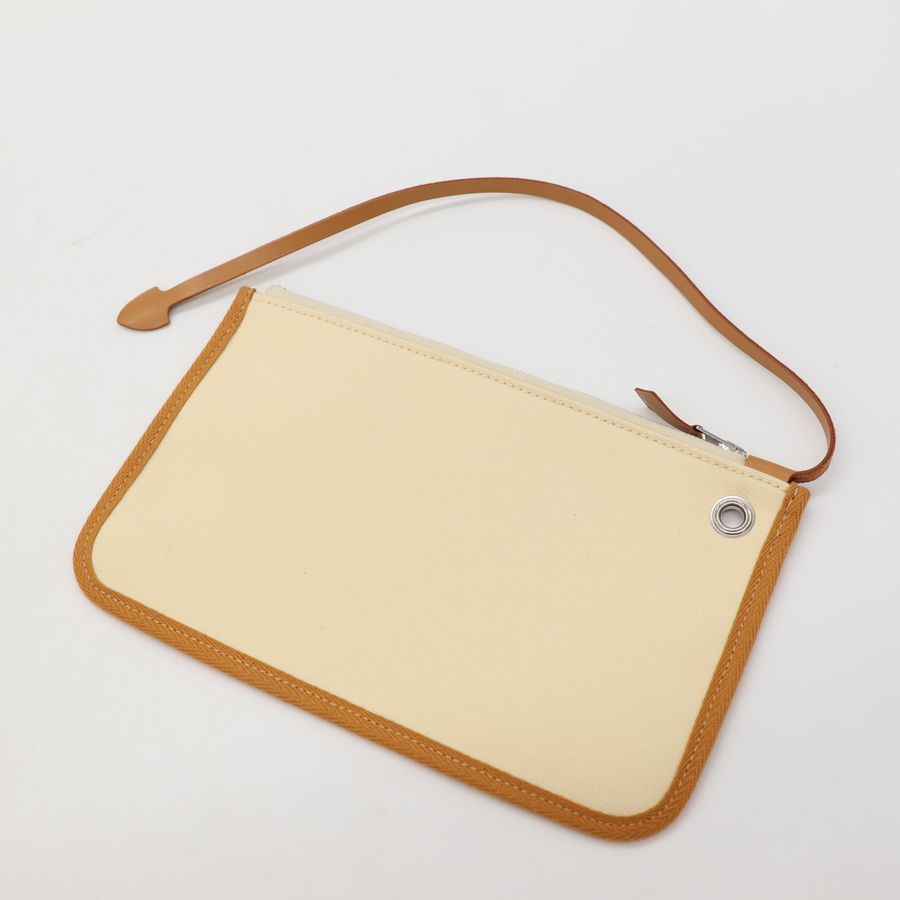 Hermes Herbag Zip 31 鵝黃/棕 拚色 銀扣外縫包邊 D刻-17