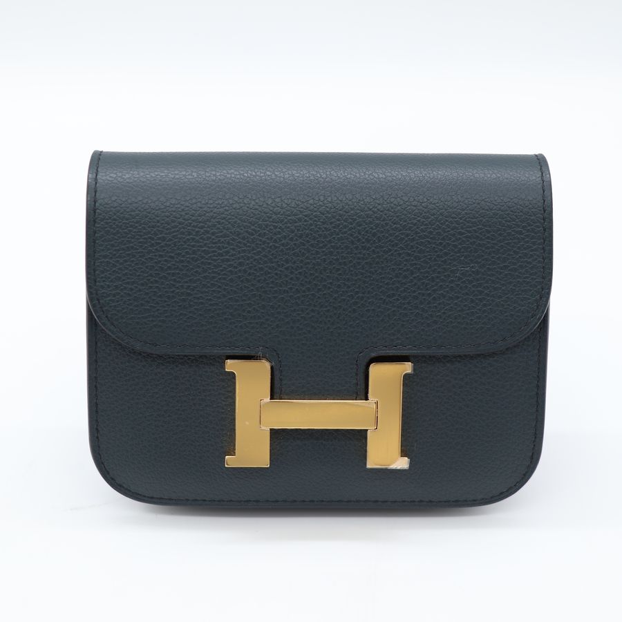 Hermes愛馬仕 Constance slim 康康錢包 Evercolor牛皮 盧梭綠 拚色夢幻紫 U刻-1