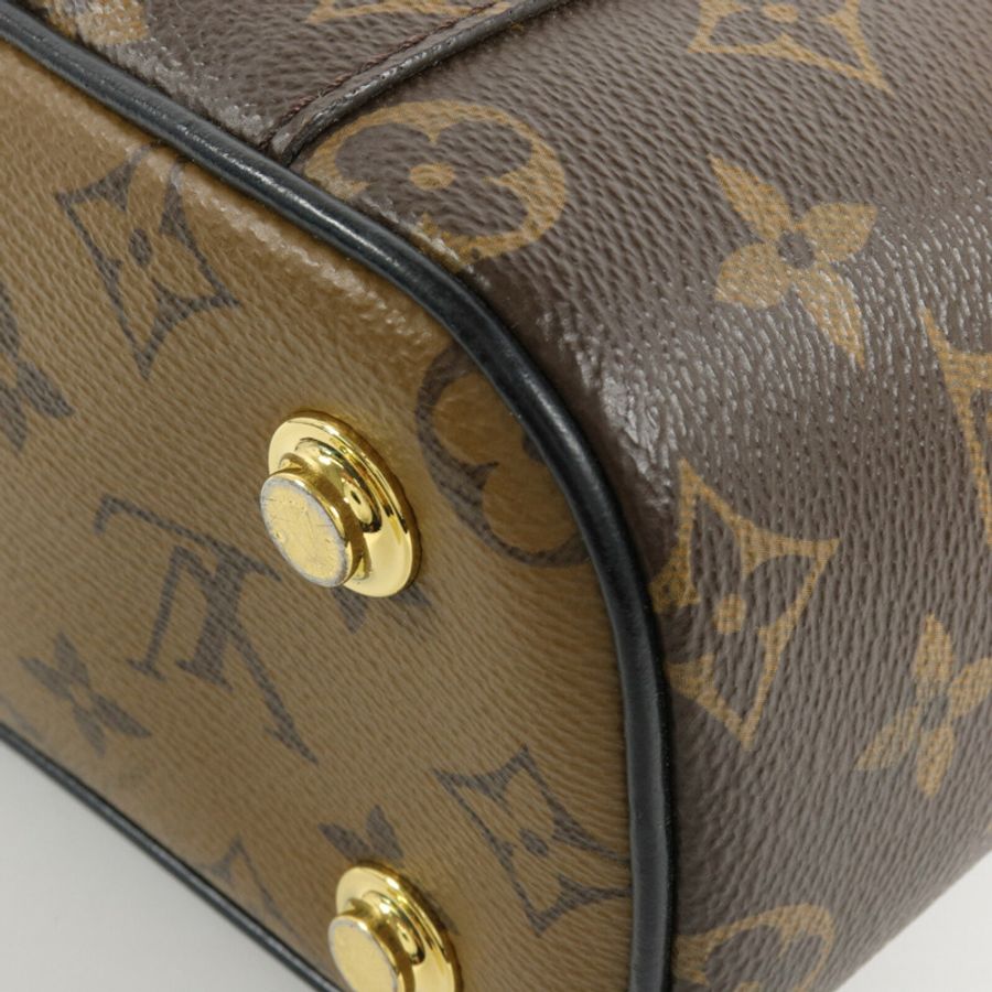 LOUIS VUITTON Monogram/Monogram Reverse Vanity PM手挽肩背兩用袋棕色-15