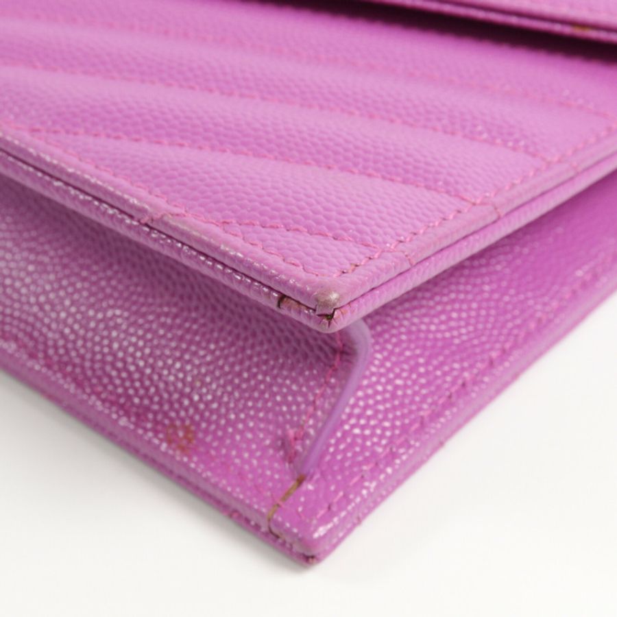 SAINT LAURENT 牛皮皮革Cassandra Envelope Chain Wallet-11