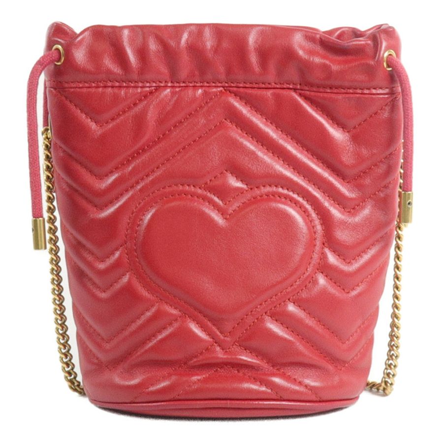 GUCCI 牛皮皮革GG Marmont Mini Bucket鏈帶肩背袋-1