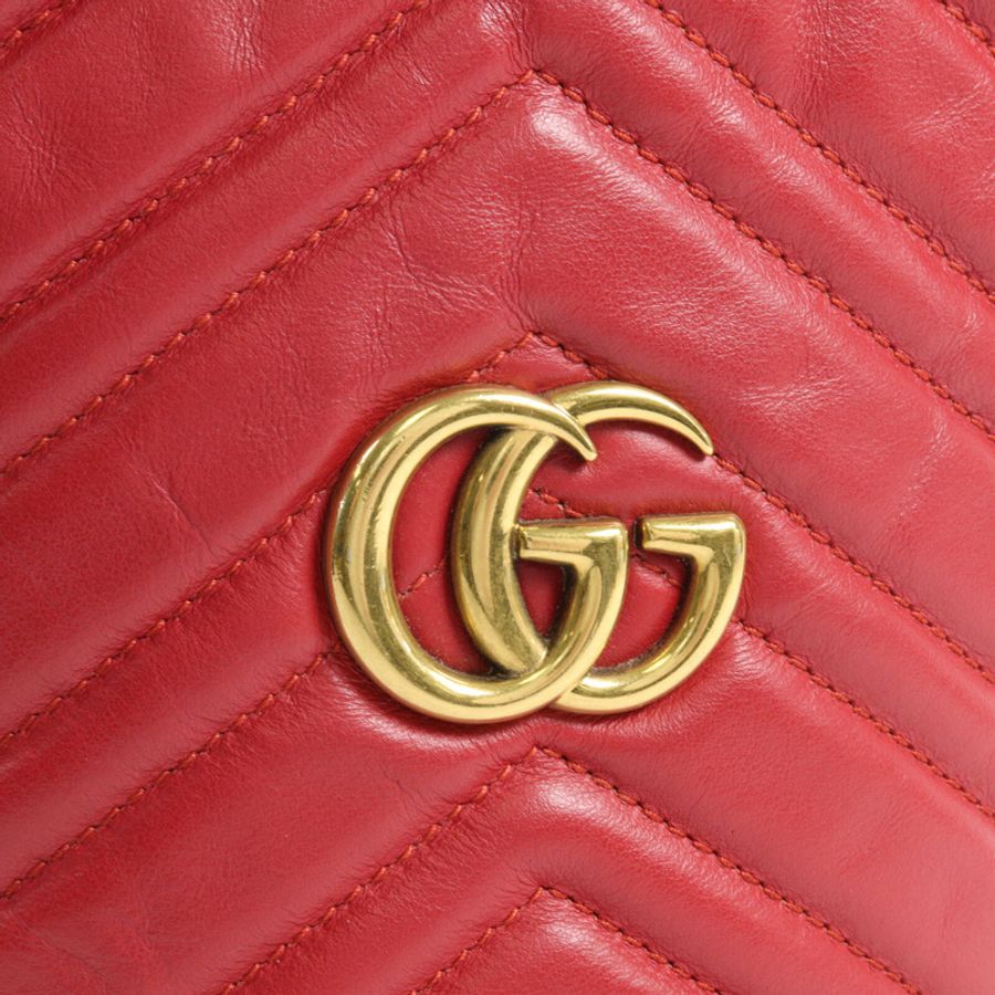 GUCCI 牛皮皮革GG Marmont Mini Bucket鏈帶肩背袋-7