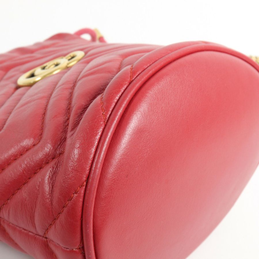 GUCCI 牛皮皮革GG Marmont Mini Bucket鏈帶肩背袋-8