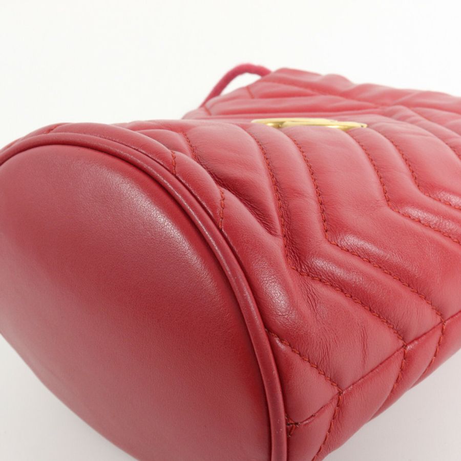 GUCCI 牛皮皮革GG Marmont Mini Bucket鏈帶肩背袋-9