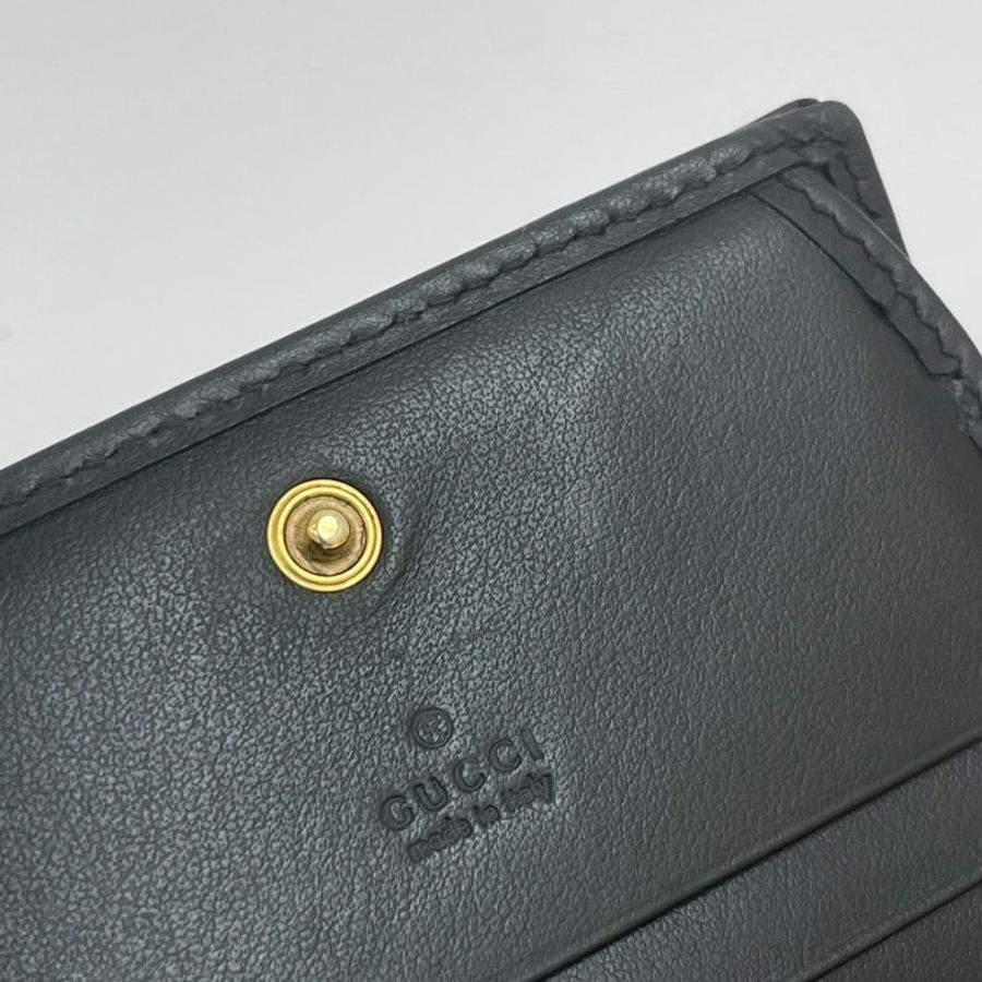 GUCCI Marmont 愛心兩摺拉鍊零錢袋短夾 黑金-8