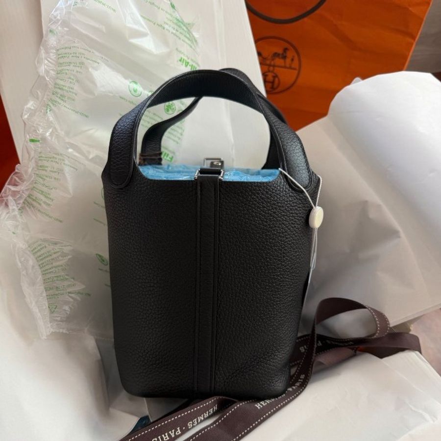 近新品 愛馬仕Hermes Picotin18菜籃子 手拎包 黑银-2