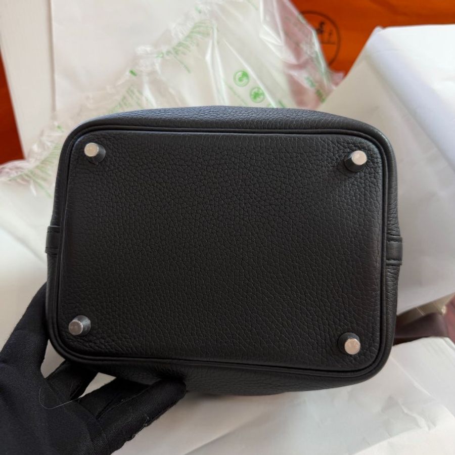 近新品 愛馬仕Hermes Picotin18菜籃子 手拎包 黑银-7