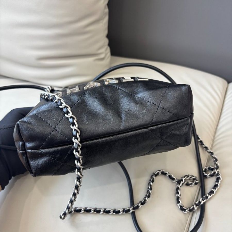 近新品 香奈兒/Chanel 黑銀迷你22Bag 芯片款-7