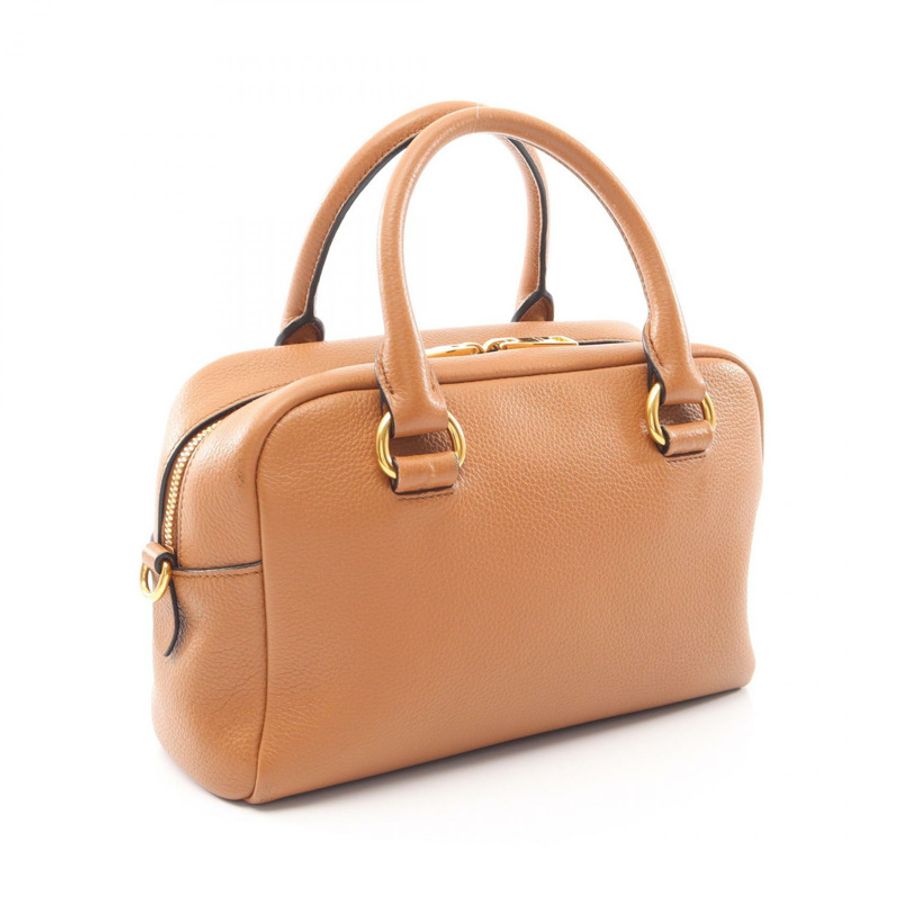 PRADA VITTELO PHENIX 肩挎斜背包 1BB108 棕色皮革 二手 女士-1