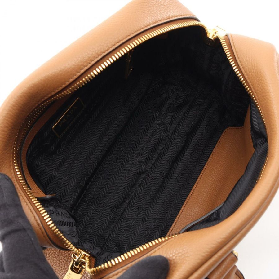 PRADA VITTELO PHENIX 肩挎斜背包 1BB108 棕色皮革 二手 女士-2