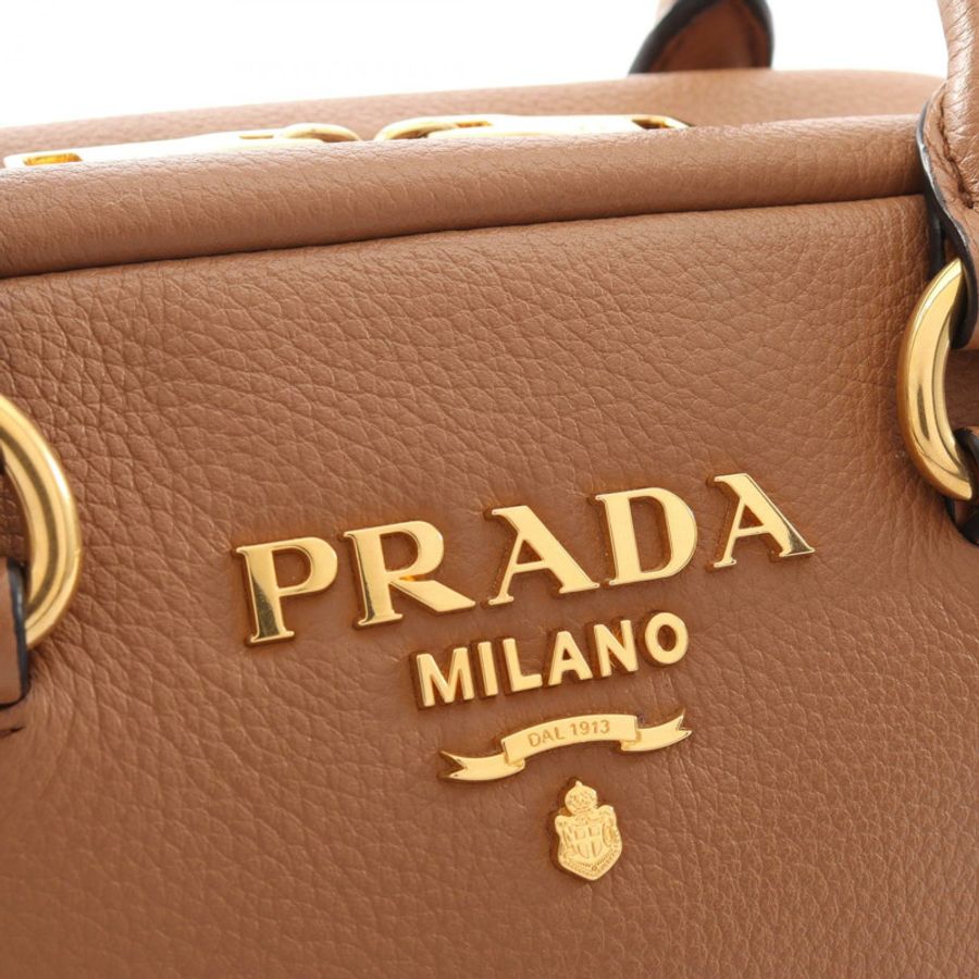 PRADA VITTELO PHENIX 肩挎斜背包 1BB108 棕色皮革 二手 女士-4