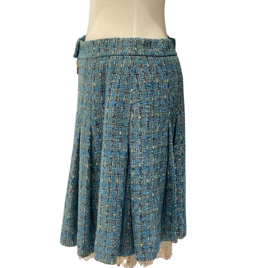 CHANEL 香奈兒 2017 春夏系列 SPRING SUMMER 2017 COLLECTION PLEATED SKIRT 粗呢普里切褶皺裙 藍色-1