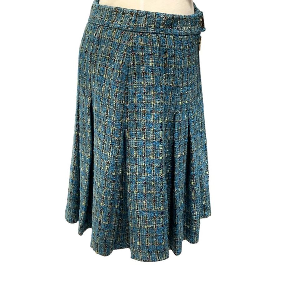 CHANEL 香奈兒 2017 春夏系列 SPRING SUMMER 2017 COLLECTION PLEATED SKIRT 粗呢普里切褶皺裙 藍色-3
