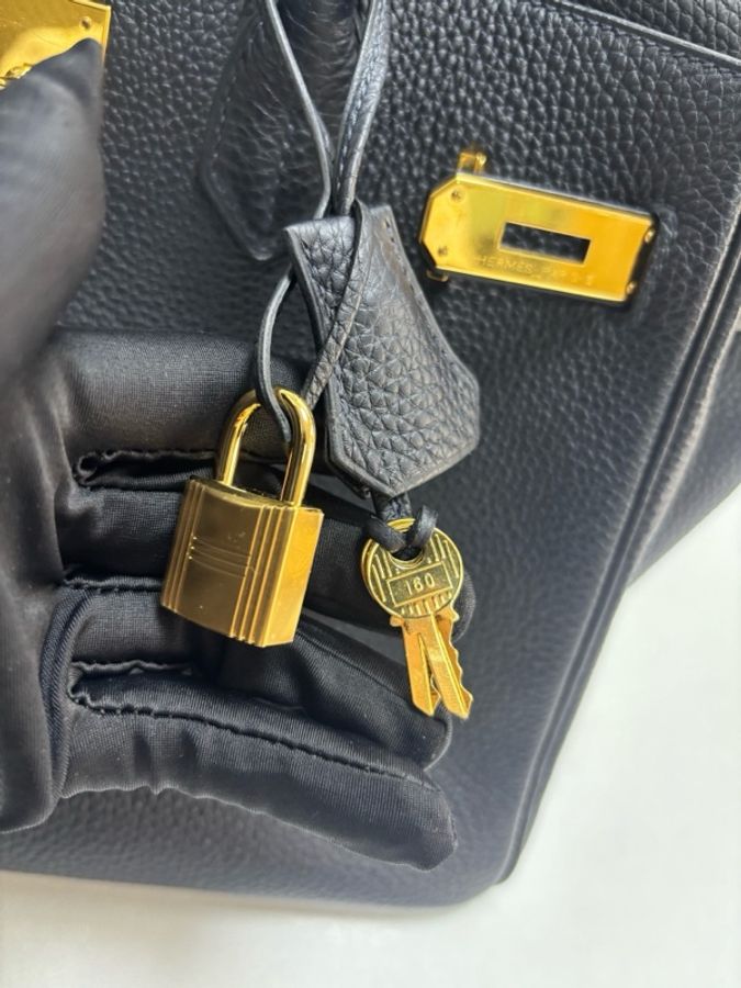 愛馬仕 Birkin 30 午夜藍 Togo 皮 金扣 U 刻印。-14