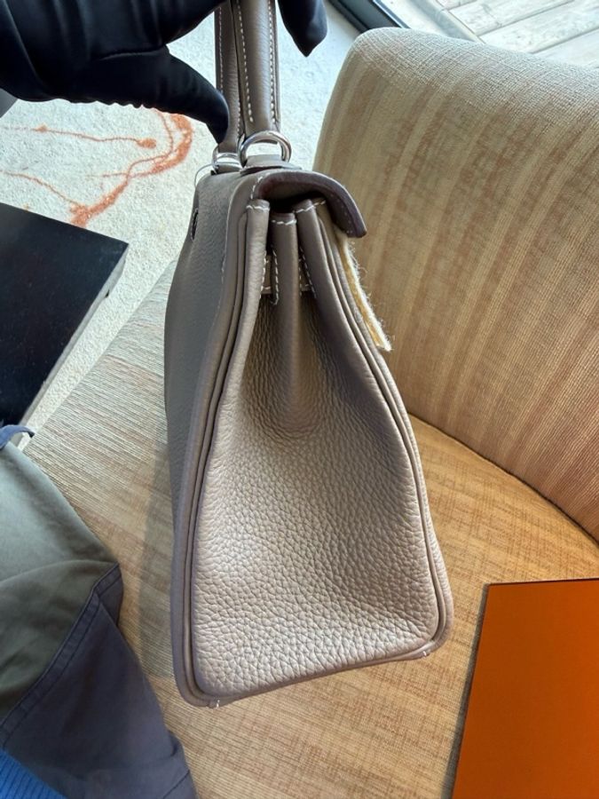 愛馬仕 Hermès Kelly 25 大象灰(Etoupe),銀扣,Togo 皮,全新全套,W 刻印,24 年 12 月票據。-1