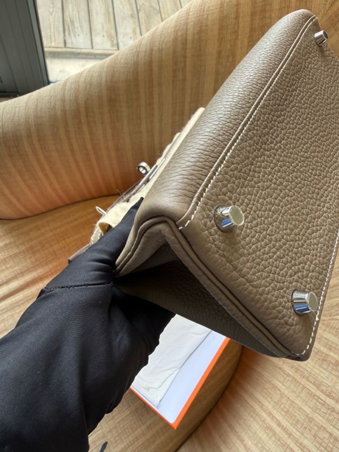 愛馬仕 Hermès Kelly 25 大象灰(Etoupe),銀扣,Togo 皮,全新全套,W 刻印,24 年 12 月票據。-19