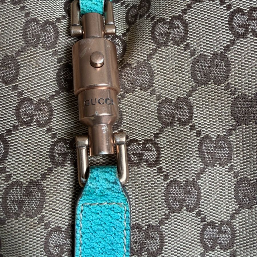 古馳 Gucci 中古 絕版 經典 老花 Jackie Bag 超級罕有 tiffany blue 賈姬包 腋下包 Nailhead Bardot Hobo 肩背包-28