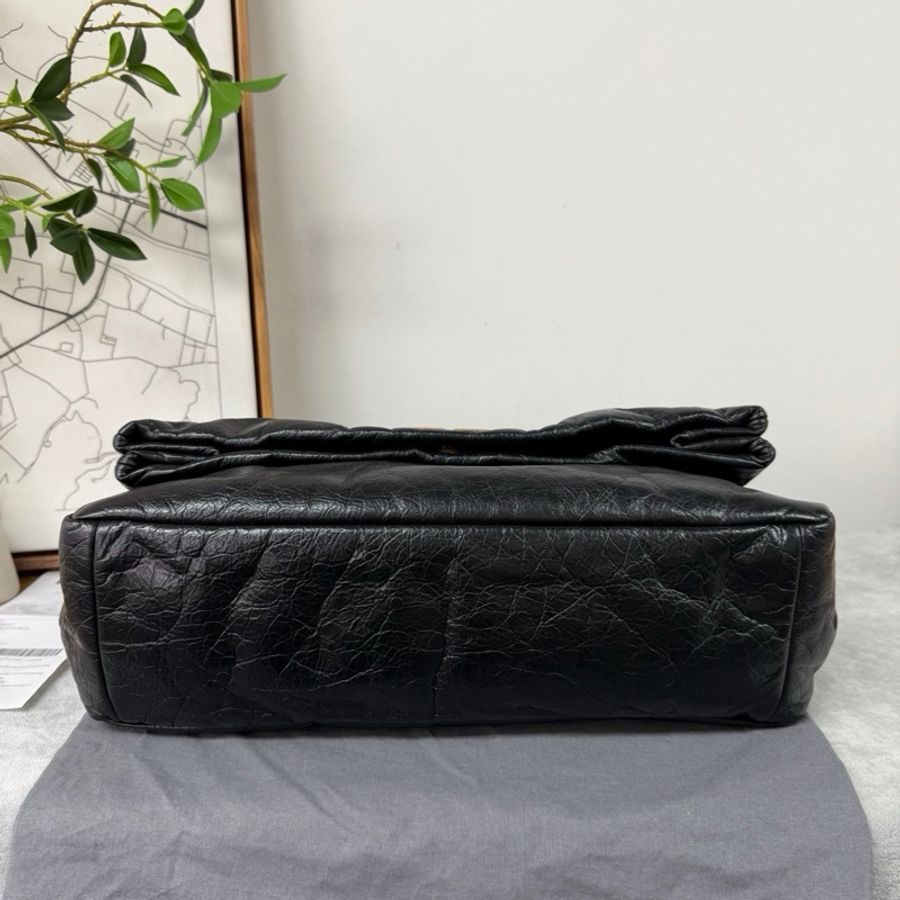 Balenciaga巴黎世家 monaco 黑金油蠟皮 單肩包斜挎包 中號鏈條包-4