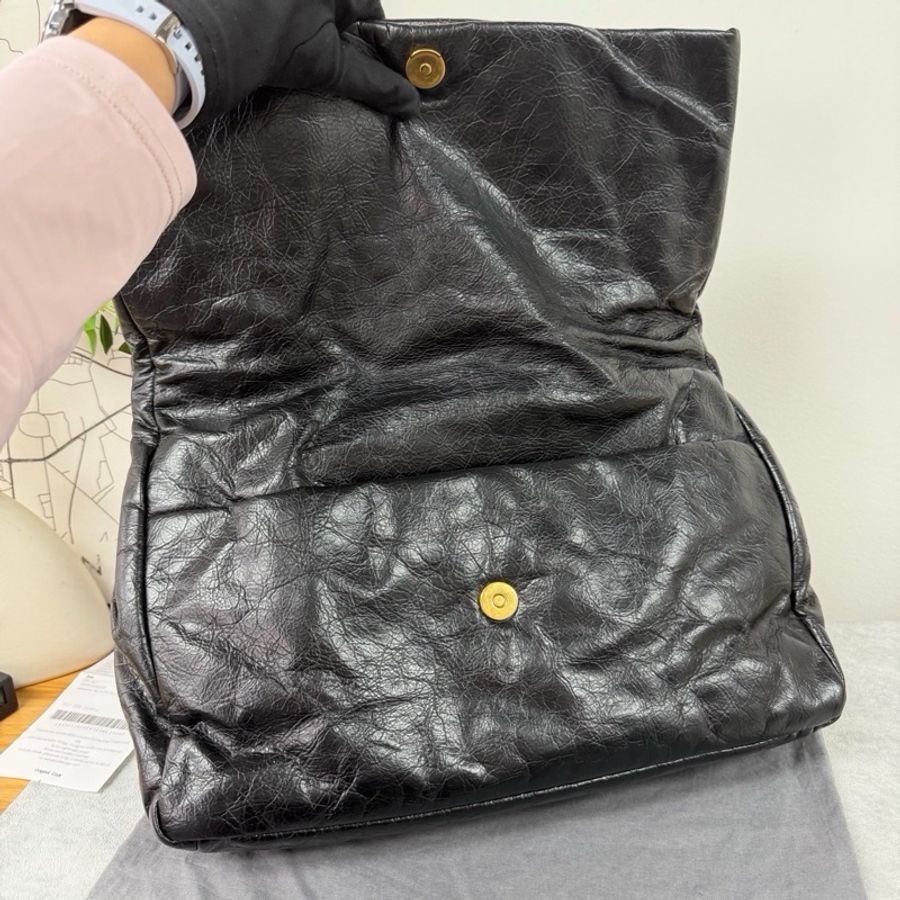 Balenciaga巴黎世家 monaco 黑金油蠟皮 單肩包斜挎包 中號鏈條包-6
