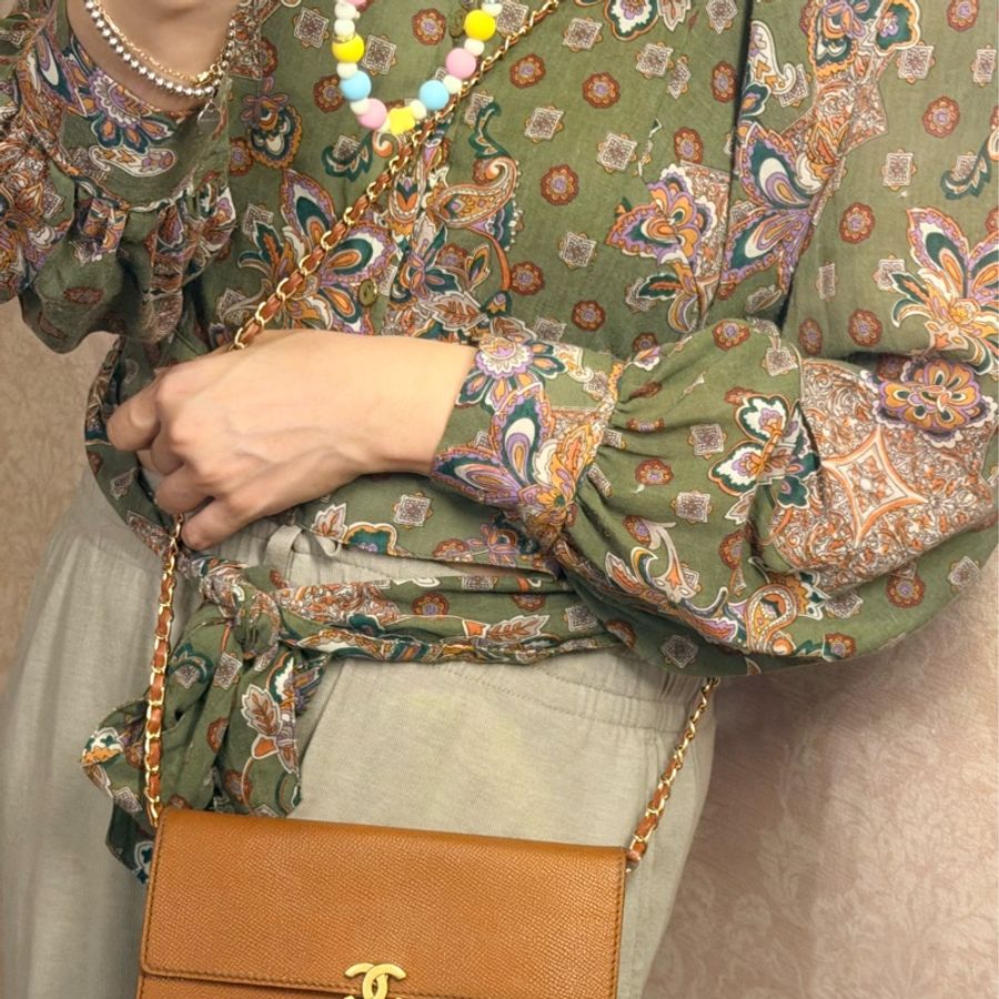 香奈兒 chanel 金棕色 蜜糖色 中古 鏈子皮夾 woc wallet on chain 金扣 翻蓋包 wallet 長夾 牛皮 魚子皮 荔枝皮 斜背包-1