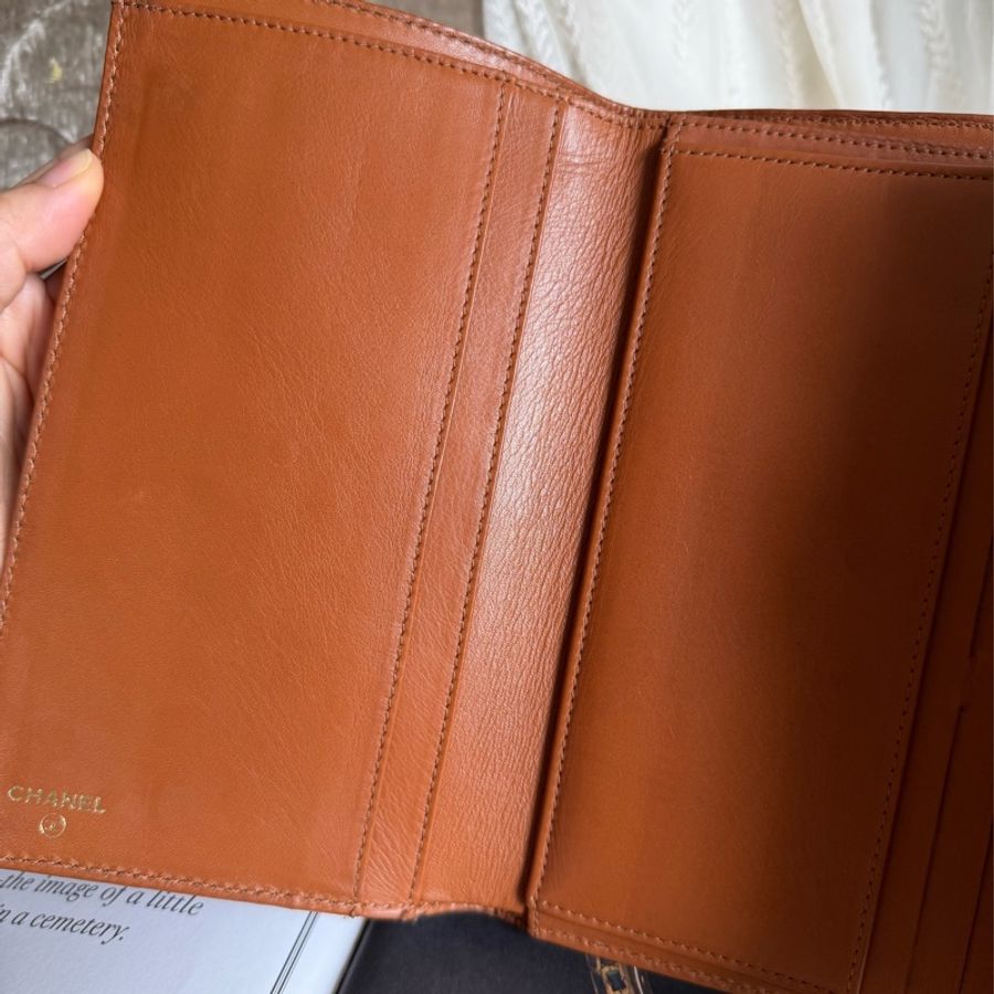 香奈兒 chanel 金棕色 蜜糖色 中古 鏈子皮夾 woc wallet on chain 金扣 翻蓋包 wallet 長夾 牛皮 魚子皮 荔枝皮 斜背包-20