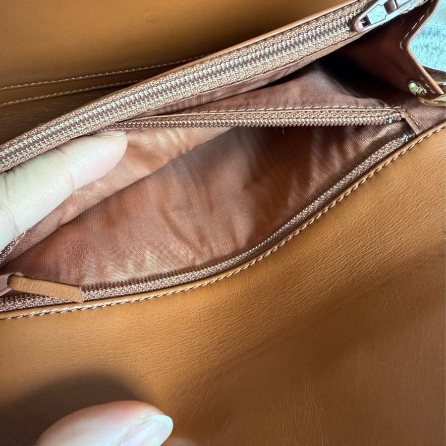 香奈兒 chanel 金棕色 蜜糖色 中古 鏈子皮夾 woc wallet on chain 金扣 翻蓋包 wallet 長夾 牛皮 魚子皮 荔枝皮 斜背包-25