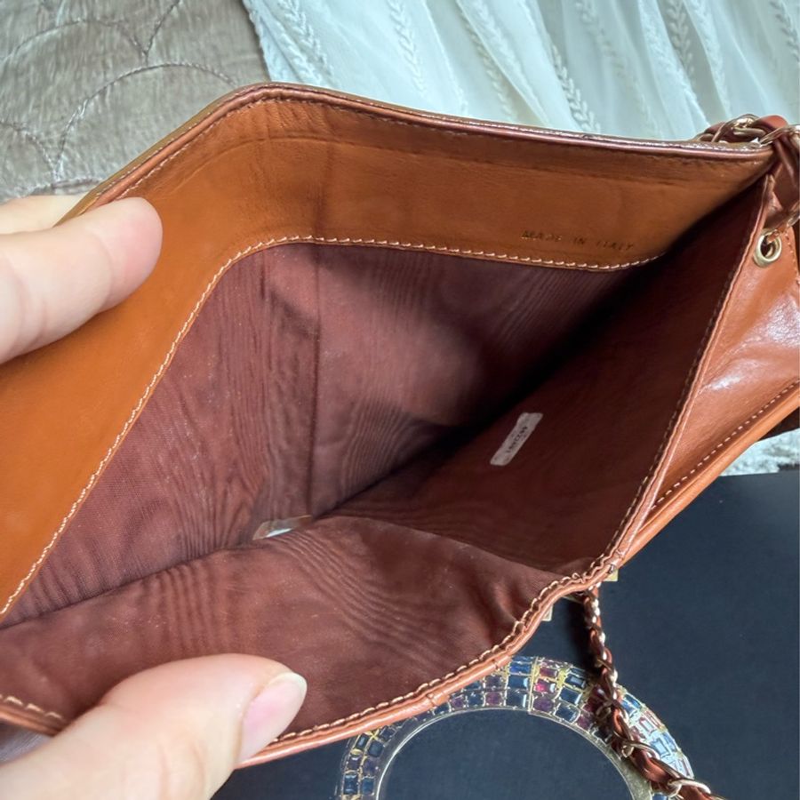 香奈兒 chanel 金棕色 蜜糖色 中古 鏈子皮夾 woc wallet on chain 金扣 翻蓋包 wallet 長夾 牛皮 魚子皮 荔枝皮 斜背包-28