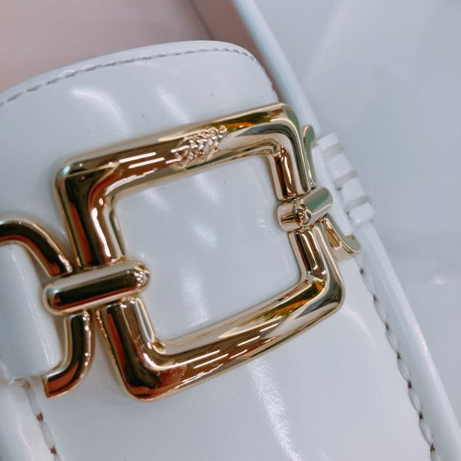 MS0780	Roger Vivier 羅傑維維亞經典扣牛律鞋 Metal Buckle Morsetto Size 38.5 Patent Leather  White x GHW-5
