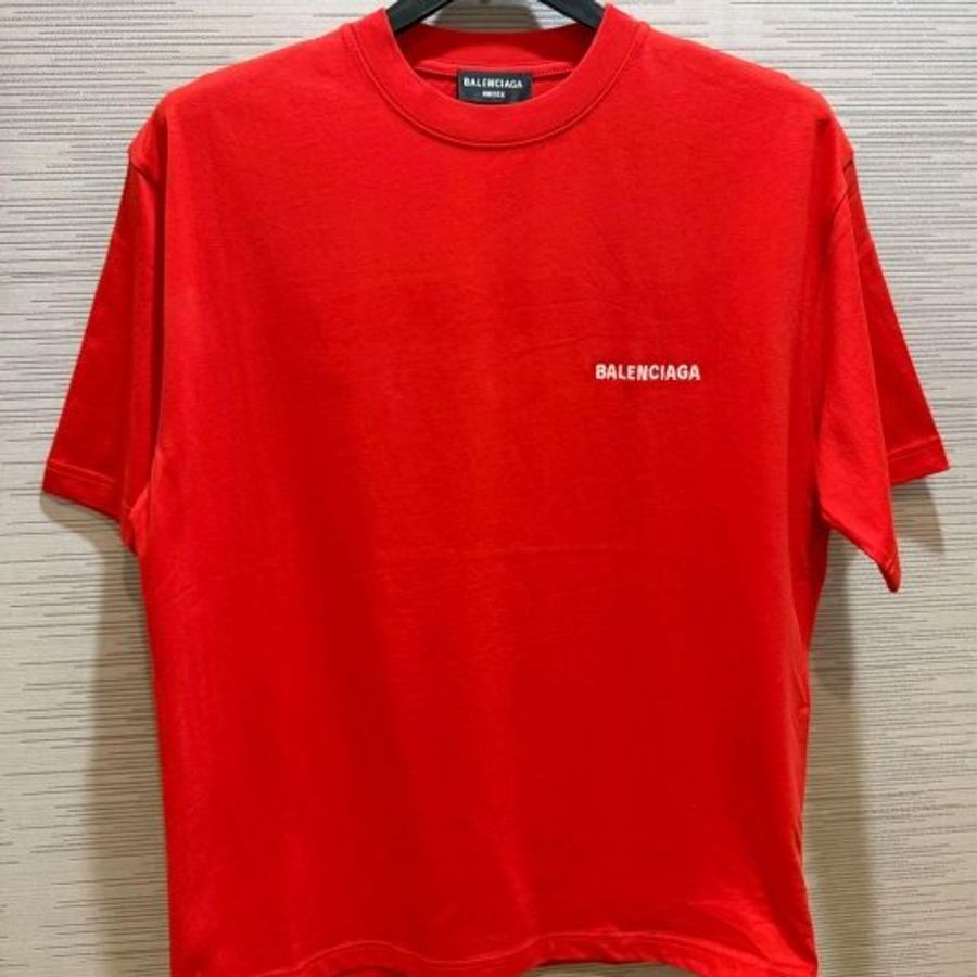 💎Han's house精品服飾💎Balenciaga 巴黎世家 刺繡 短袖 T恤 短T 紅色 原價22000-1