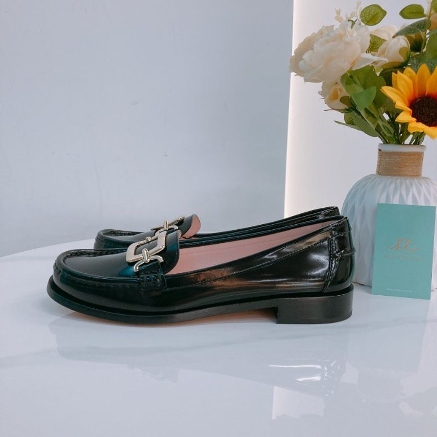MS0781	Roger Vivier 羅傑維維亞經典扣牛律鞋 Metal Buckle Morsetto Size 38.5 Patent Leather  Black x GHW-2