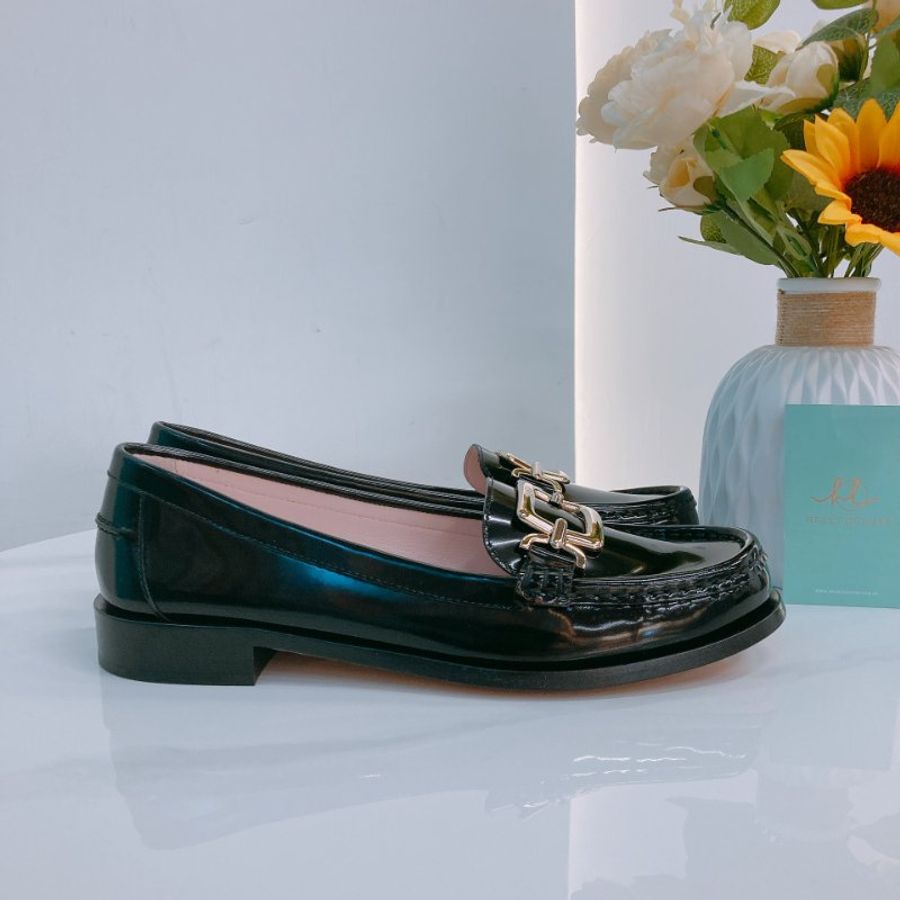 MS0781	Roger Vivier 羅傑維維亞經典扣牛律鞋 Metal Buckle Morsetto Size 38.5 Patent Leather  Black x GHW-4