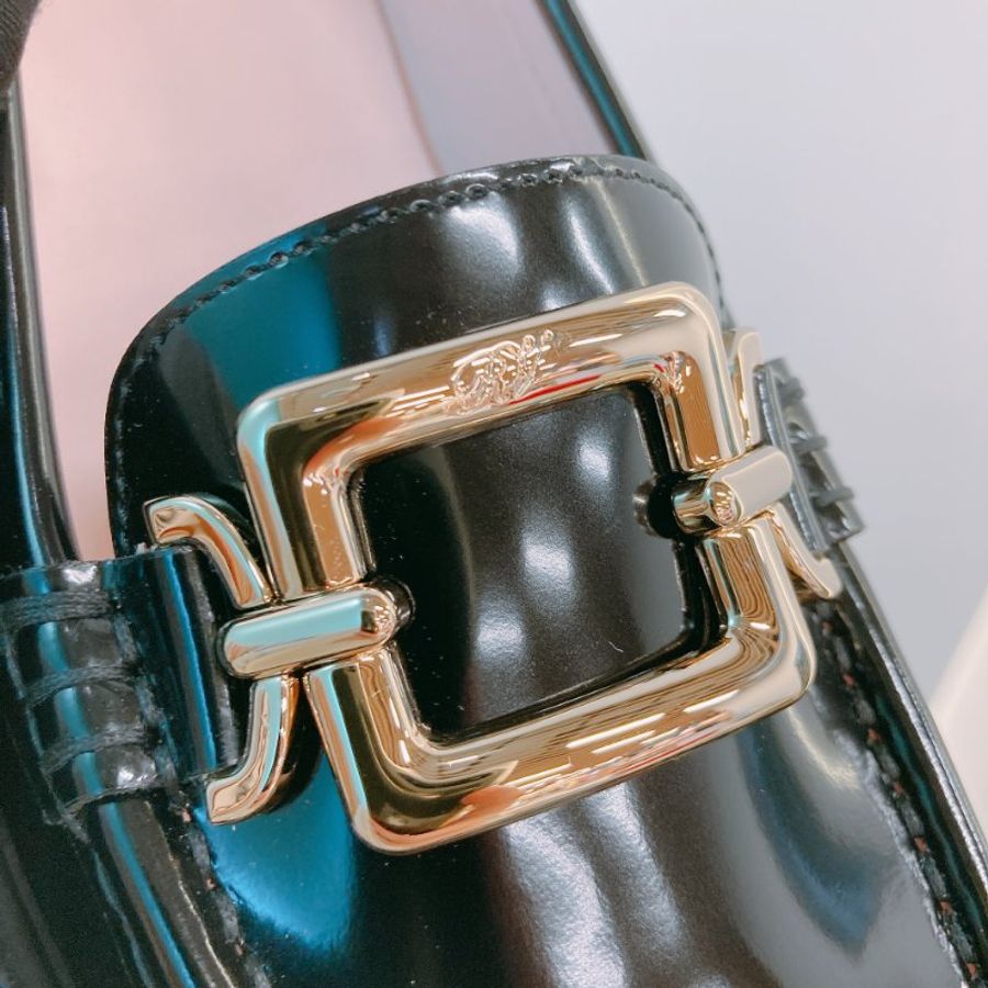 MS0781	Roger Vivier 羅傑維維亞經典扣牛律鞋 Metal Buckle Morsetto Size 38.5 Patent Leather  Black x GHW-6