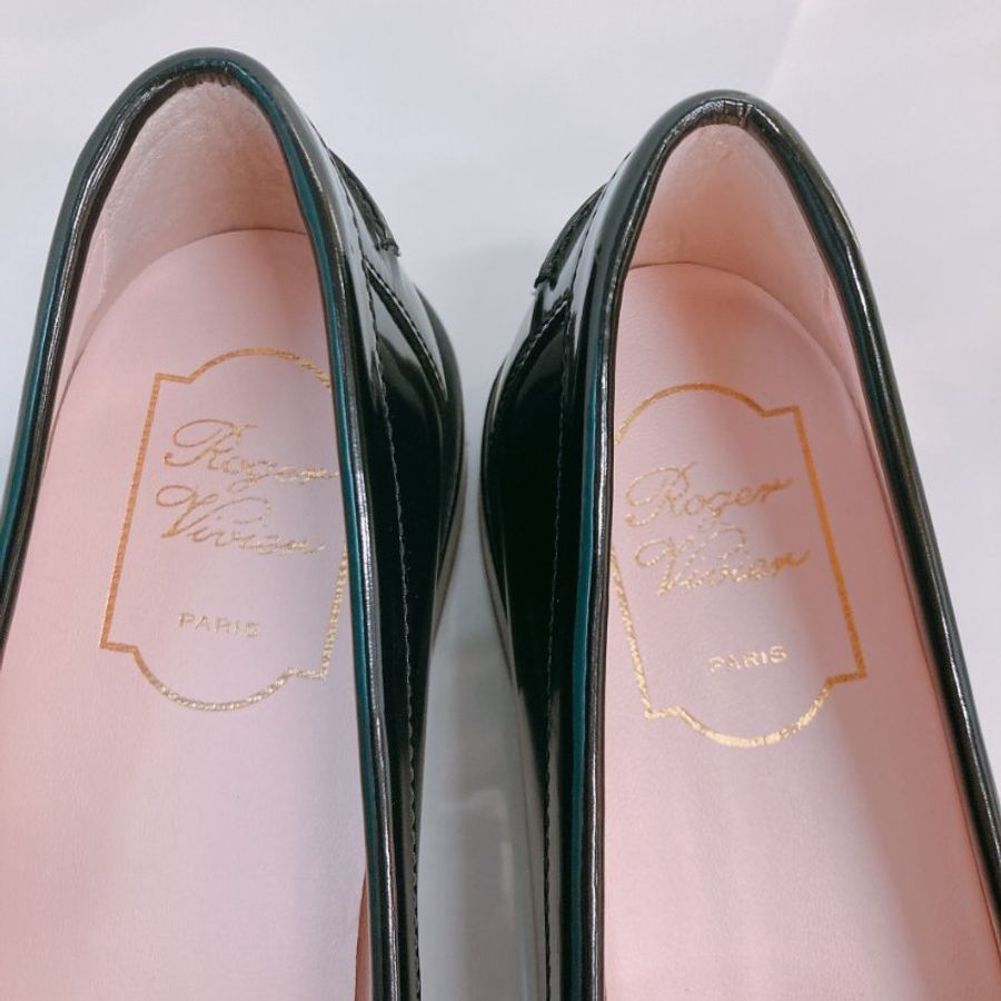 MS0781	Roger Vivier 羅傑維維亞經典扣牛律鞋 Metal Buckle Morsetto Size 38.5 Patent Leather  Black x GHW-8