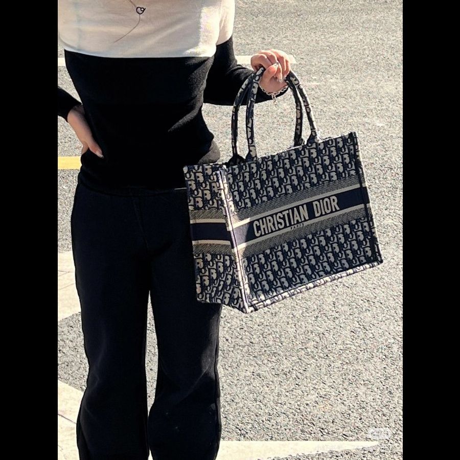 Dior book tote 藍色帆布托特包中號 36cm-3