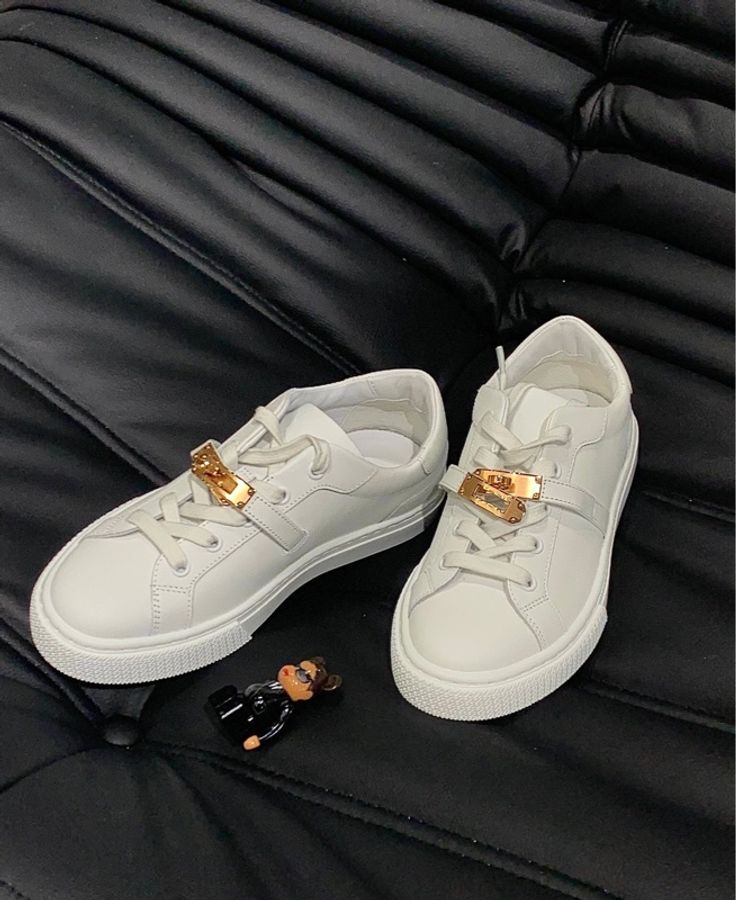 Hermes 愛馬仕 kelly扣 sneaker femme day 小白鞋 玫瑰金扣 尺碼36碼-4
