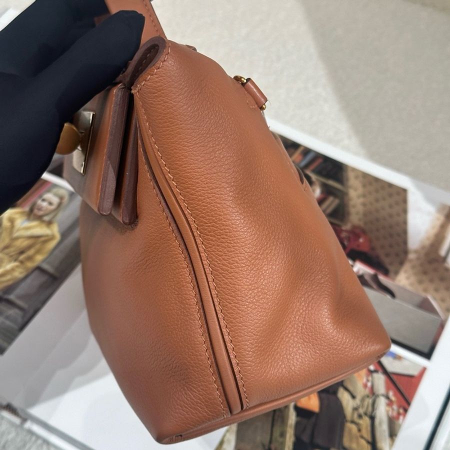 Hermes 愛馬仕 mini 2424 手提包斜挎包 金棕金扣-2