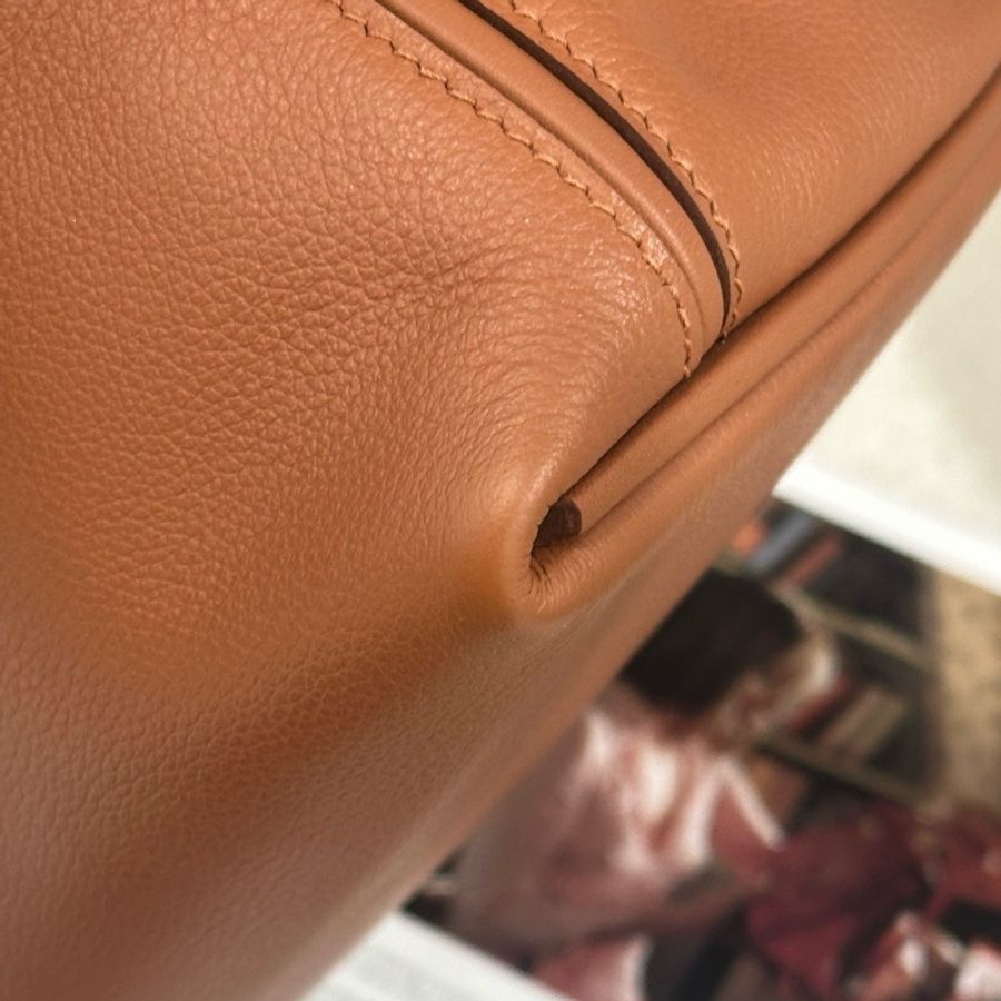 Hermes 愛馬仕 mini 2424 手提包斜挎包 金棕金扣-4